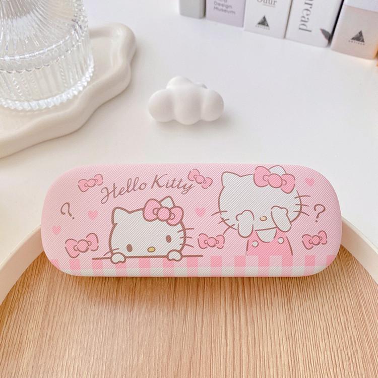 Cute Kuromi Leather Glasses Case Drop-Proof Crush-Proof Kids Eyewear Storage Box