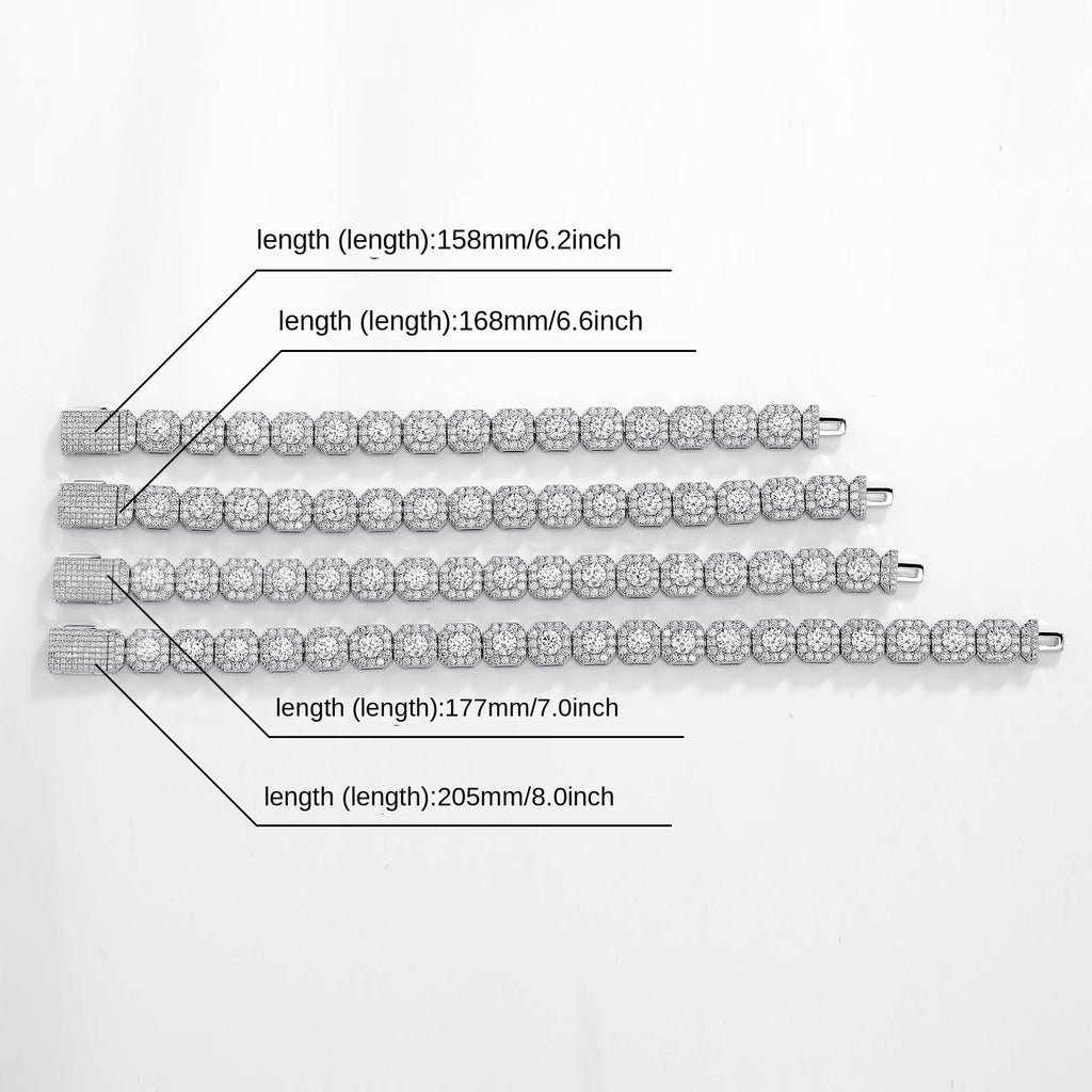 Fashion Trendy Ice Sugar Chain Cuban Chain Ice Sugar Link 5A Zircon Tennis Bracelet Flip Cover Men's Trendy Bracelet