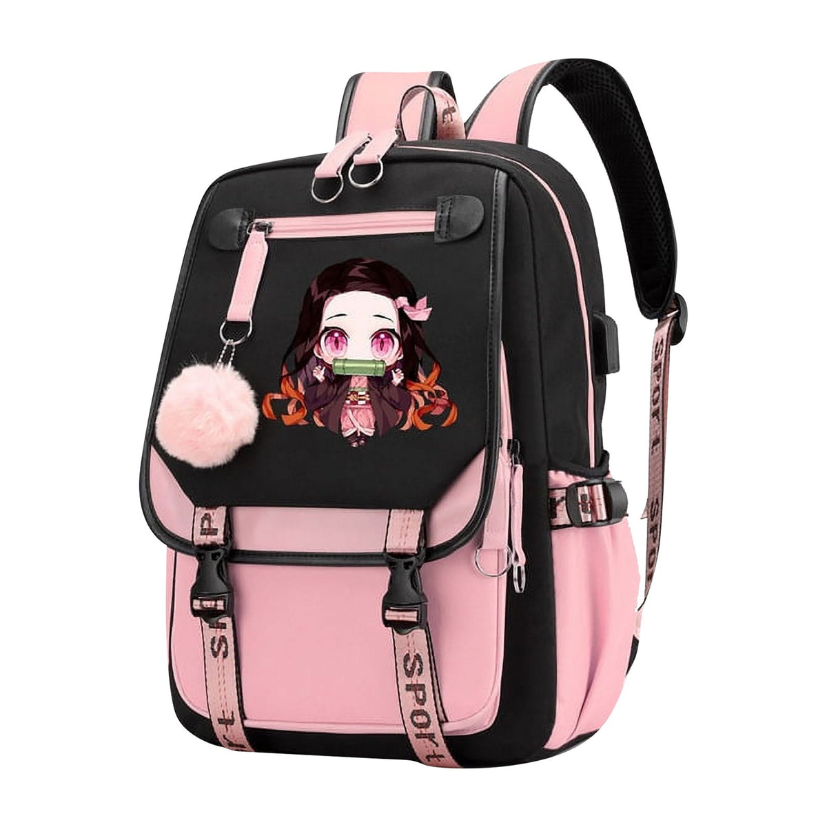 Cartoon Heat Transfer Backpack Large Capacity USB Cartoon Student Schoolbag