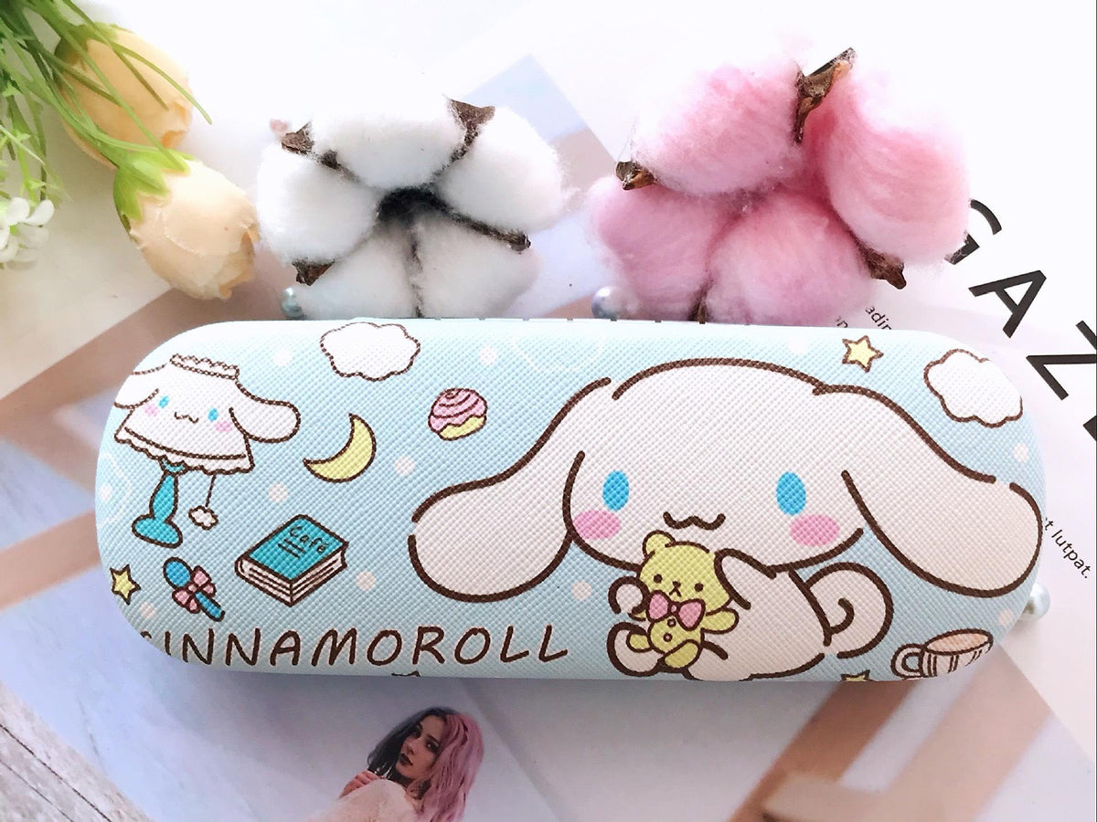 Cute Kuromi Leather Glasses Case Drop-Proof Crush-Proof Kids Eyewear Storage Box
