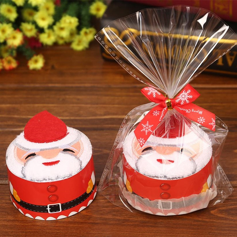 30x30cm Exquisite Christmas Gift Cupcake Cotton Towel with Packaging Bag Natal Noel Christmas Decorations for Home Kids Children