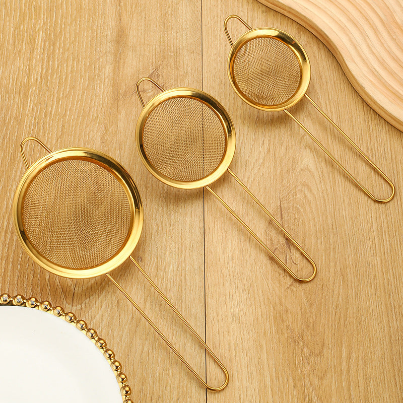 Golden Mesh Strainer Trio