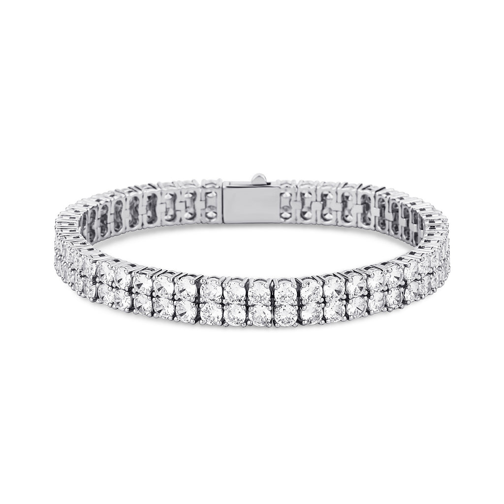 Hip Hop  Double-row 10mm Copper Micro-paved Zircon Bracelet, Hip Hop Bracelet, Personality Tennis Chain