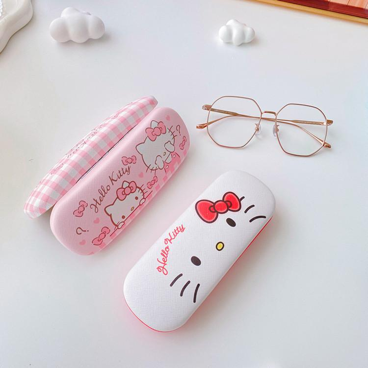 Cute Kuromi Leather Glasses Case Drop-Proof Crush-Proof Kids Eyewear Storage Box