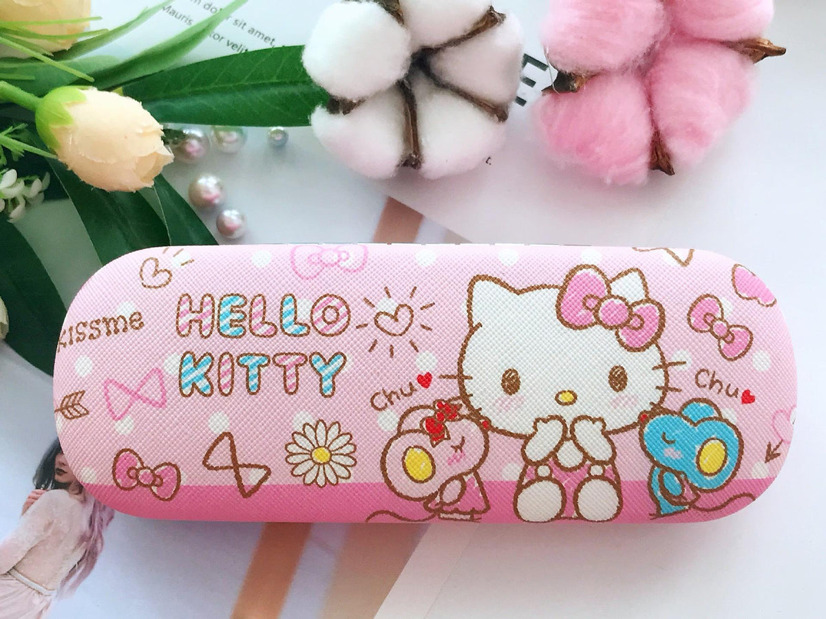 Cute Kuromi Leather Glasses Case Drop-Proof Crush-Proof Kids Eyewear Storage Box