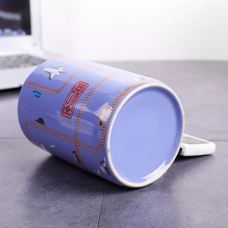 Blue Cup Game Handle Ceramic Cup Square Game Controller Mark Sub-Creative Game Modeling Bone-china Cup