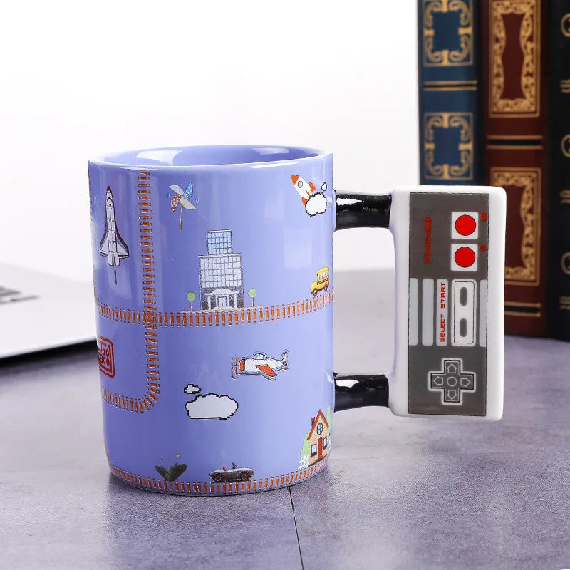 Blue Cup Game Handle Ceramic Cup Square Game Controller Mark Sub-Creative Game Modeling Bone-china Cup