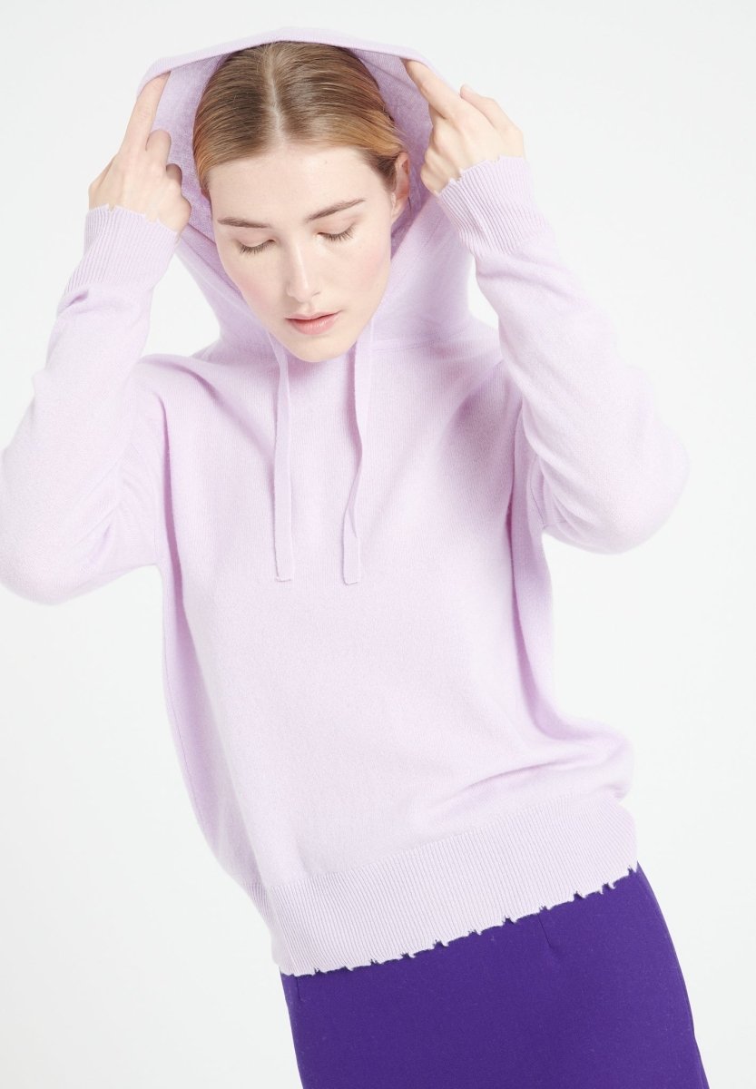 Sweat à capuche femme en cachemire lilas - MIA 16
