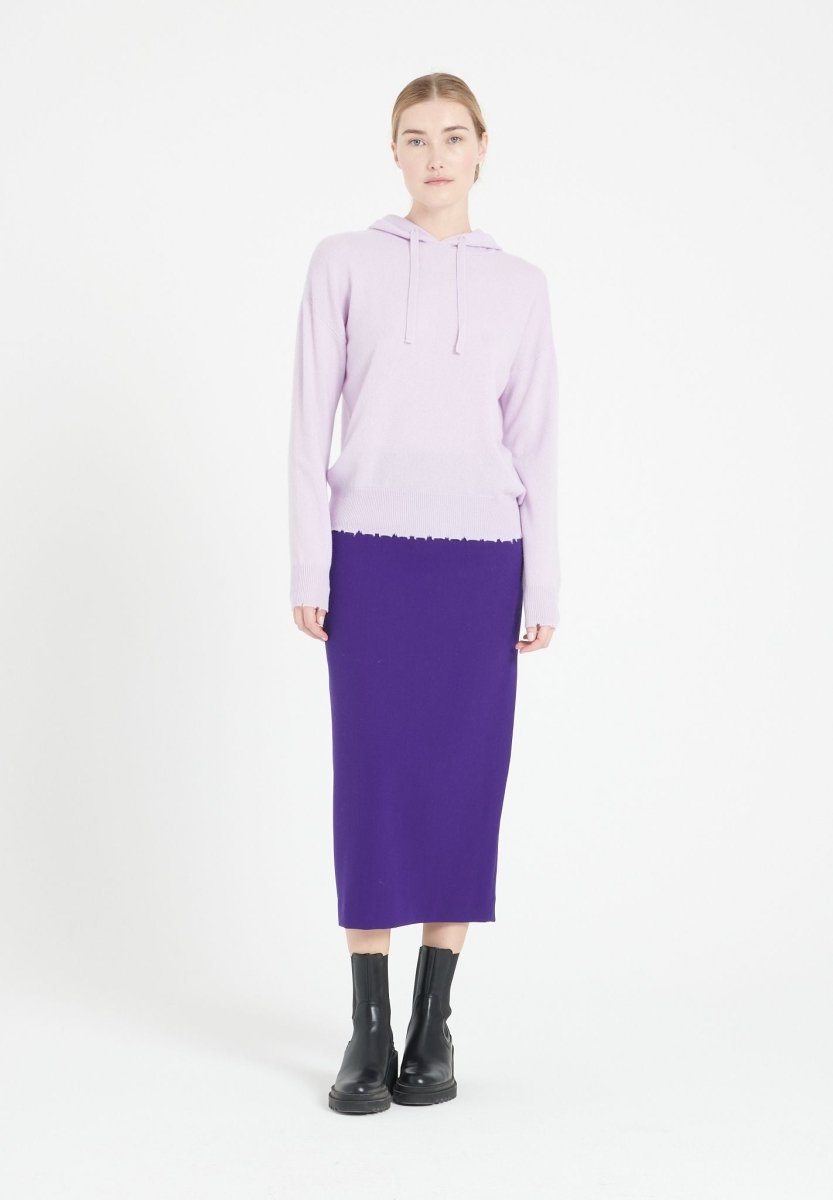 Sweat à capuche femme en cachemire lilas - MIA 16